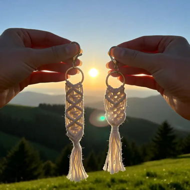 Portachiavi in macramè - set fatto a mano di 2 portachiavi