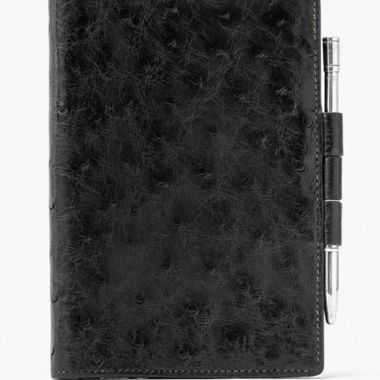Hermès Agenda cuir autruche noir vintage