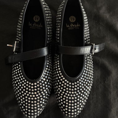 Black Ballerina Shoes with Rhinestones