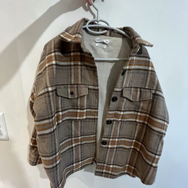 Giacca a quadri beige e marrone