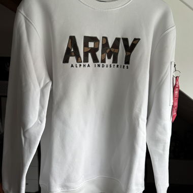Felpa Alpha Industries ARMY bianca Tg. L