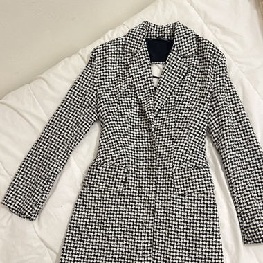 Zara Houndstooth Blazer Dress, Size S, Lace-Up 