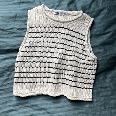 Gilet a maglia a righe Zara, 100% cotone