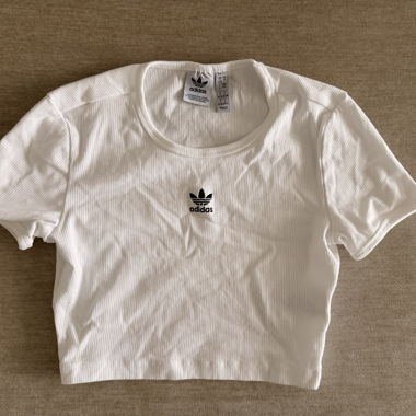 White adidas crop T-shirt size S