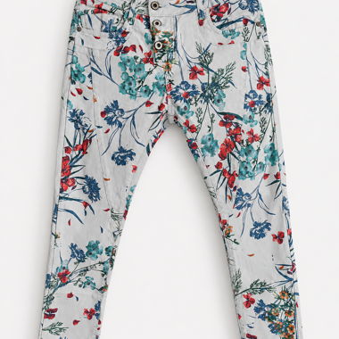 Jean slim PLEASE floral Made in Italy XS/34