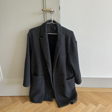 Dark Grey Double-Breasted Coat oversized 