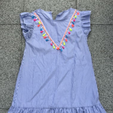 Gestreiftes Sommerkleid mit Fransen, Gr. S
