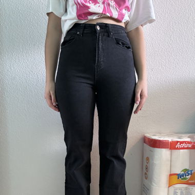 Black straight leg jeans