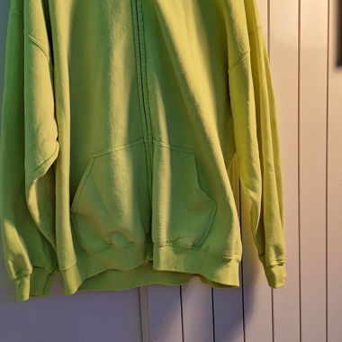 Felpa con cappuccio e zip giallo fluorescente