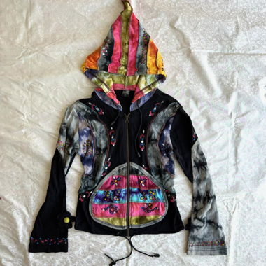“Enigmatic” floral abstract zip-up hoodie 
