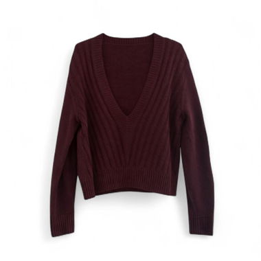 Pull bordeaux à col en V
