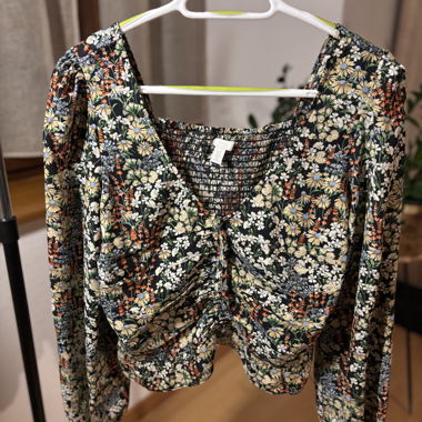 Floral smocked top with long sleeves
