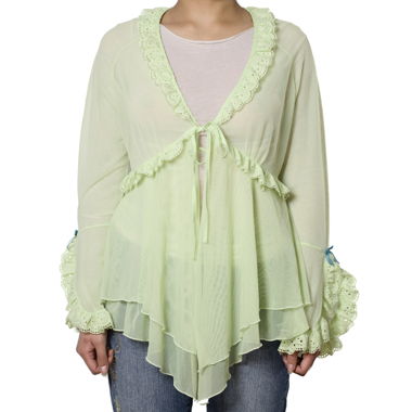 Mint Lace Tie Blouse Y2K