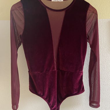 Burgundy Body in Velvet and Mesh