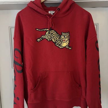 Red Kenzo Hoodie with Tiger Motif