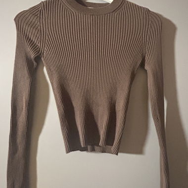 Haut à manches longues côtelé marron Pull&Bear