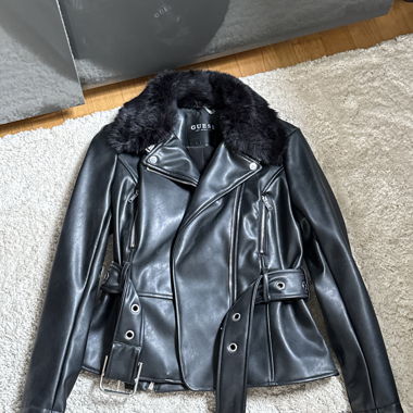 Guess Black Biker Jacket and Skirt Set