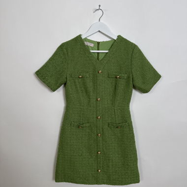 Mini-robe en tweed vert