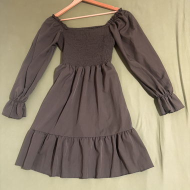Black Smocked Mini Dress