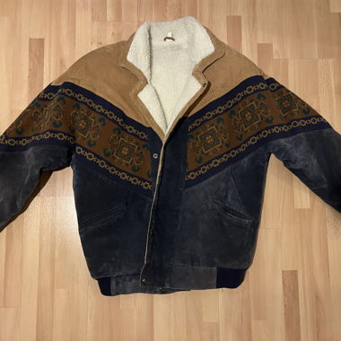 Veste en cuir vintage, doublée