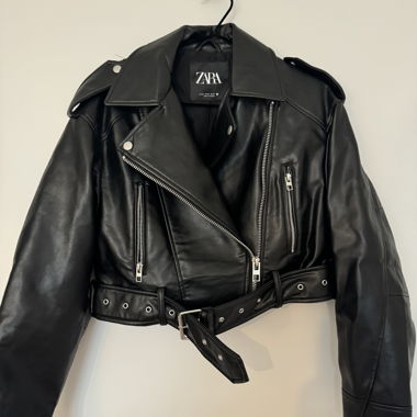 ZARA courte veste biker cuir noire