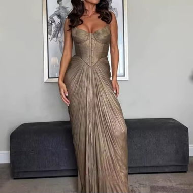 Robe longue maxi métallisée