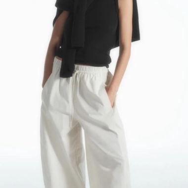 Pantalon barrel blanc décontracté