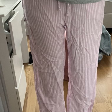 Pantaloni di lino rosa-bianco