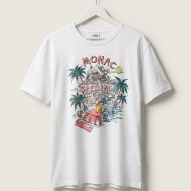 Zara T-Shirt Monaco Print