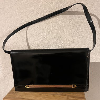 Schwarze Vintage-Lack-Geldbörse (Clutch)