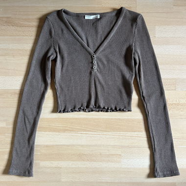 Pull & Bear crop top brun côtelé