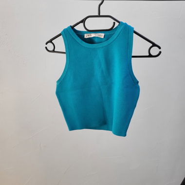 Türkises Zara Crop-Top, Grösse S