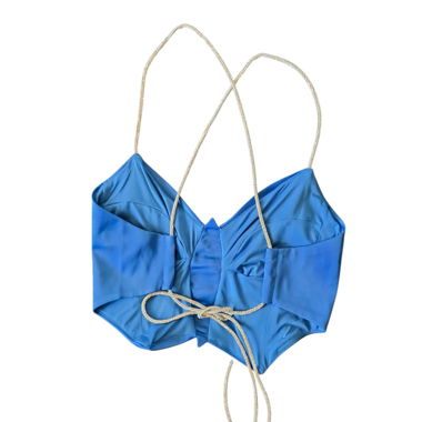 Blue Satin Crop Top