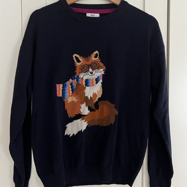 Navy sweater with fox