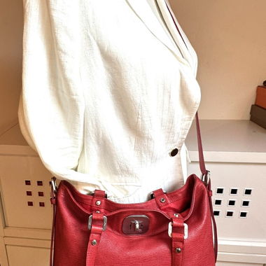 Longchamp Gatsby Red Leather Handbag.