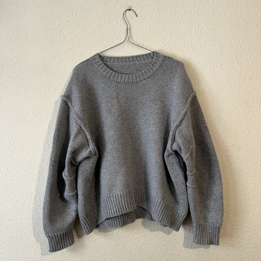 Grey Baggy-Fit Knit Sweater