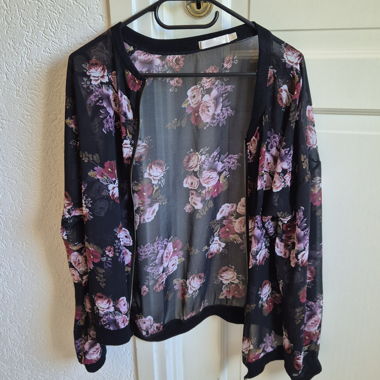 Transparente Bomberjacke mit Blumenmuster
