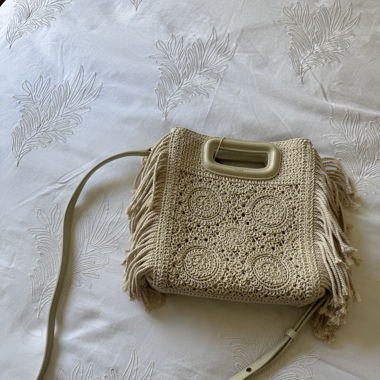 Maje leather-cotton bag