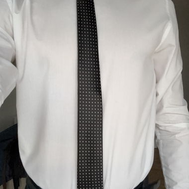 Cravate fine noire à pois blancs KIOMI