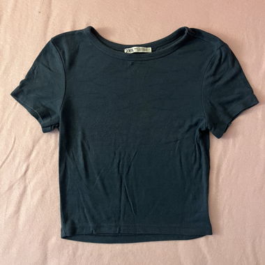 Zara navy crop top