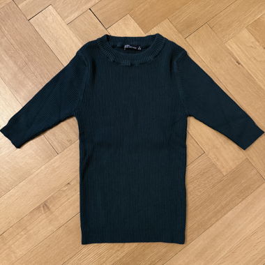 Pull en maille côtelée vert foncé