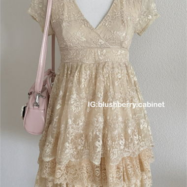 Cecil McBee Tan Lace Babydoll Size S