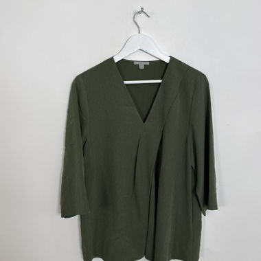 COS green V-neck top