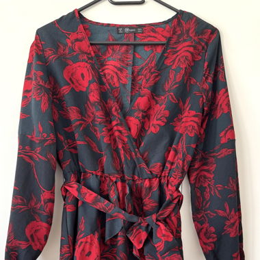 Dark blue dress with red flowers S 36