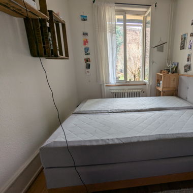 Schickes Boxspringbett mit Eichenholz
