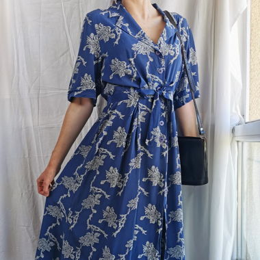 Silk vintage flower pattern dress