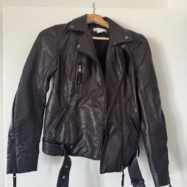 Giacca biker marrone scuro