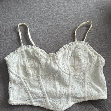 Bralette crop top in pizzo bianco