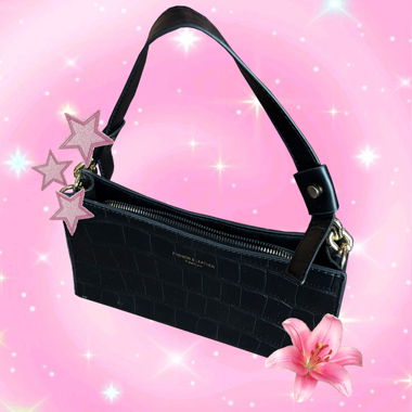 Black handbag with croc effect