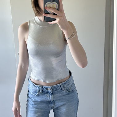 Silver Sleeveless Top